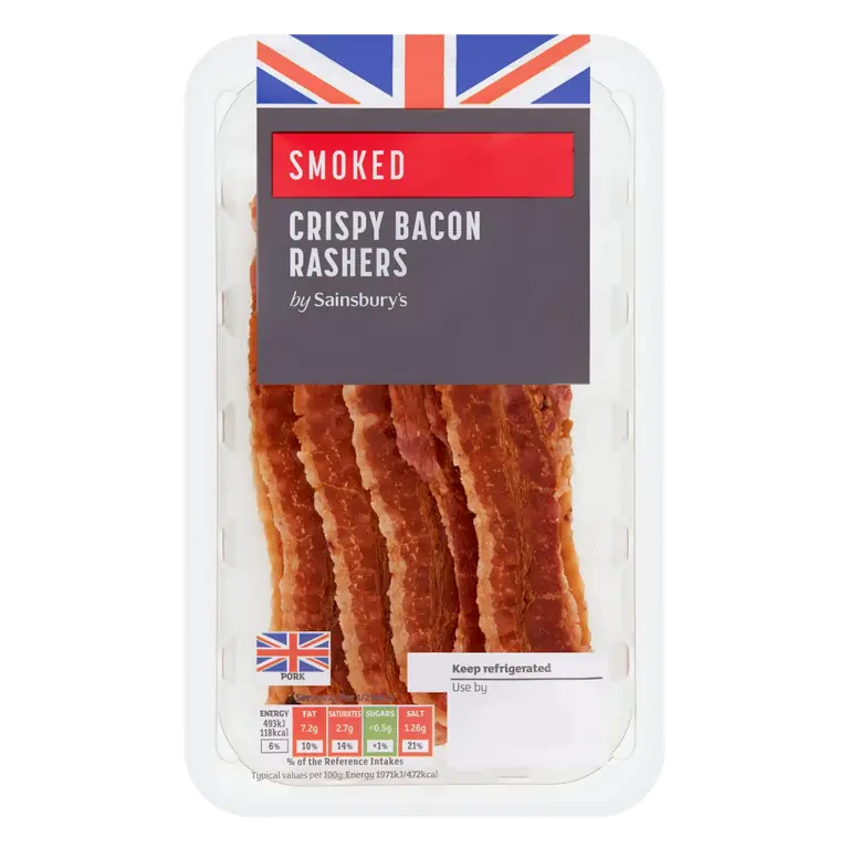 British Smoked Cooked Crispy Bacon rashers 50g