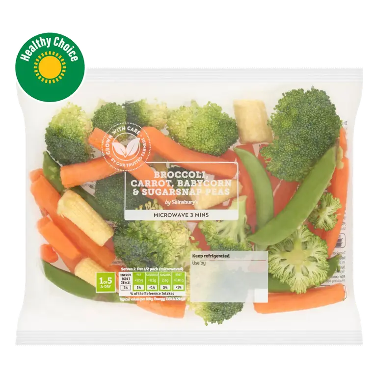 Broccoli, Baby Corn, Carrots & Sugar Snap Peas 240g