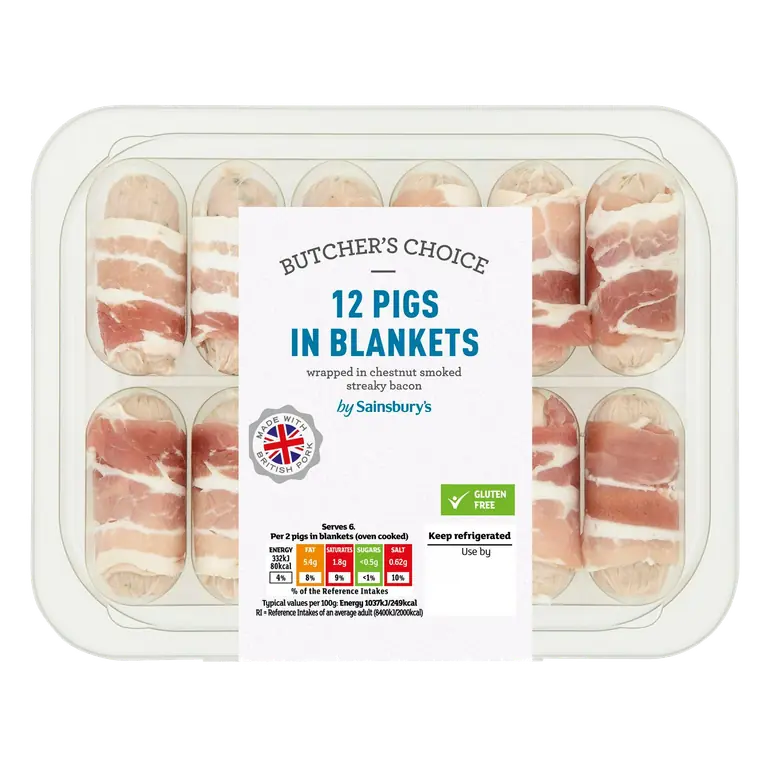 Butcher's Choice British Pork & British Bacon Pigs In Blankets x12 260g