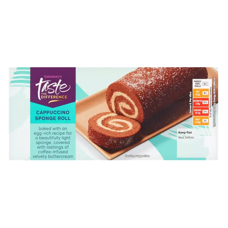 Cappuccino Coffee Sponge Swiss Roll Cake, Taste the Difference 235g