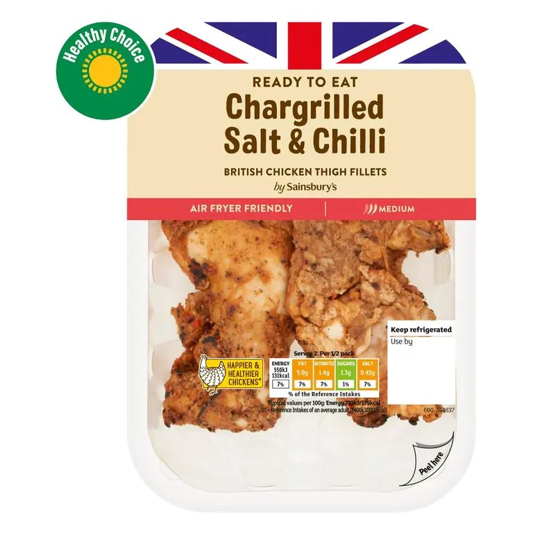Chargrilled Salt Chilli British Chicken Thigh Fillets 150g (Ready to Eat)