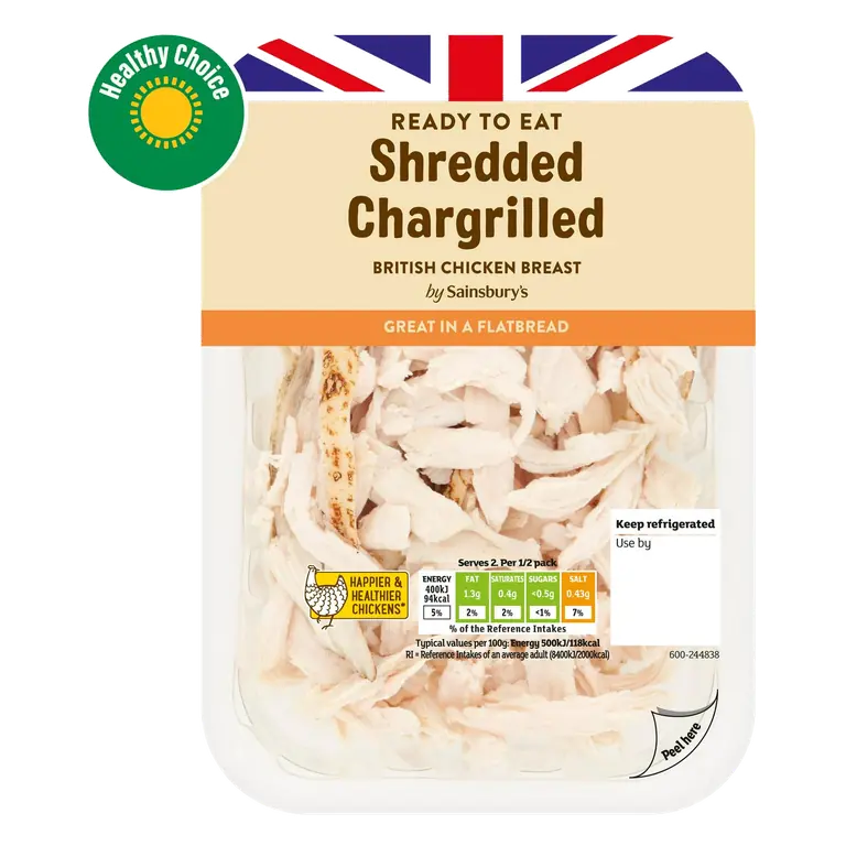 Chargrilled Shredded British Chicken Breast 160g (Ready to Eat)