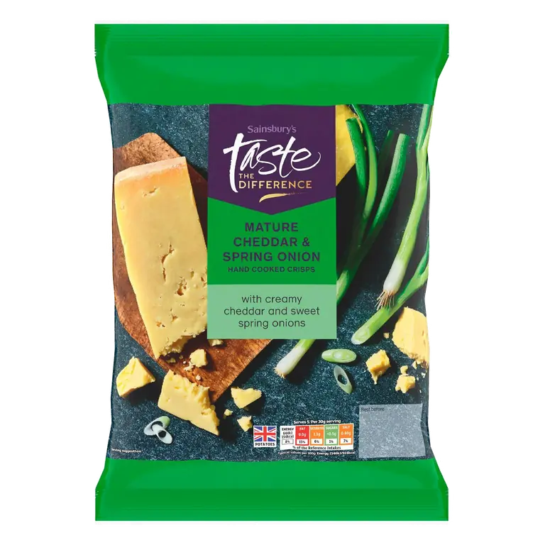 Cheddar & Spring Onion Crisps, Taste the Difference 150g