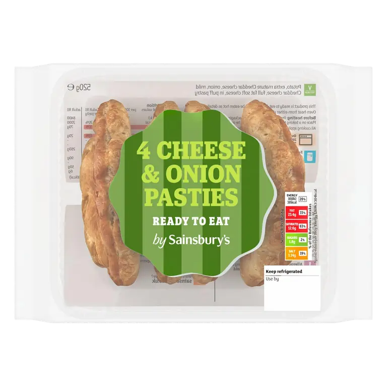 Cheese & Onion Pasties x4 520g