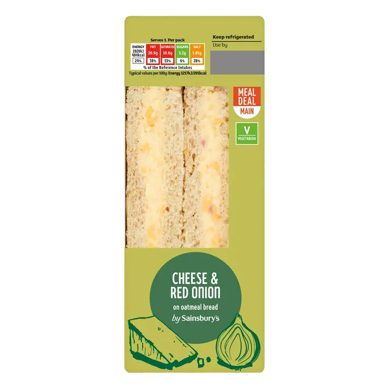 Cheese & Red Onion on Oatmeal Bread