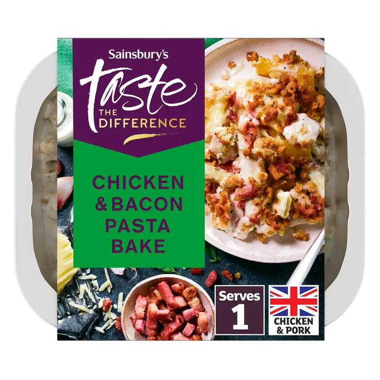 Chicken & Bacon Pasta Bake Ready Meal For 1, Taste the Difference 375g