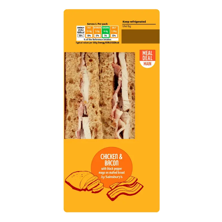 Chicken & Bacon with Black Pepper Mayo on Malted Bread Sandwich