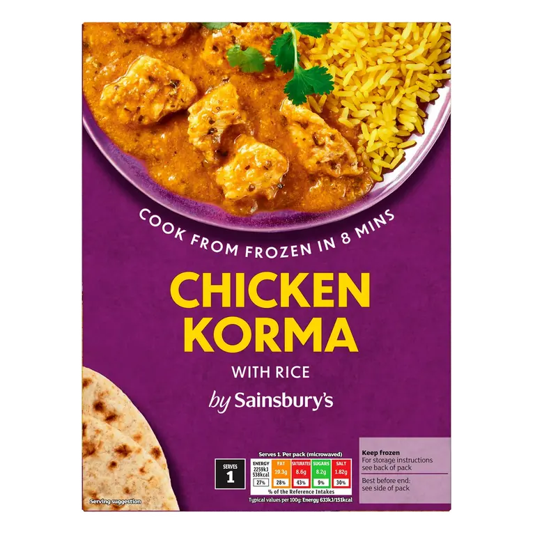 Chicken Korma & Pilau Rice Ready Meal For 1 400g