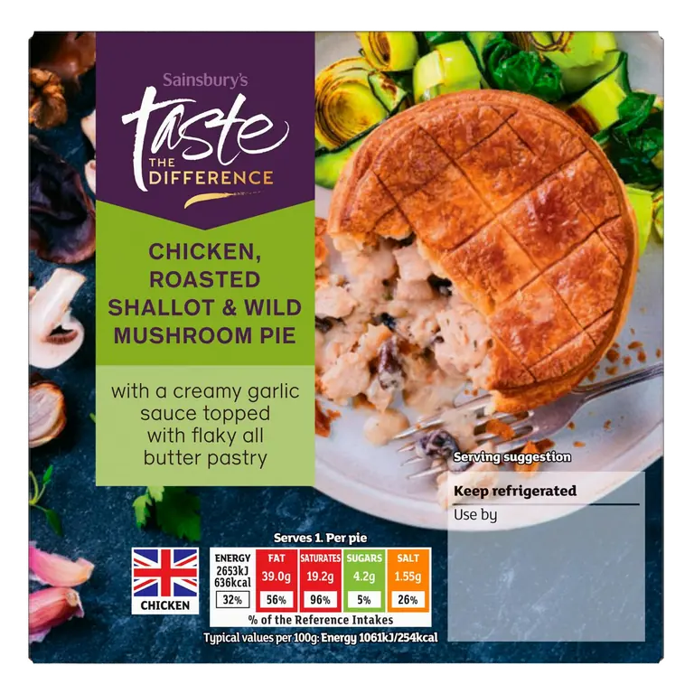 Chicken Roasted Shallot & Wild Mushroom Pie, Taste the Difference 250g