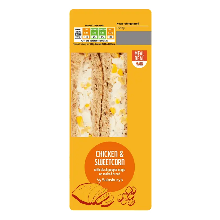 Chicken & Sweetcorn with Black Pepper Mayo on Malted Bread Sandwich