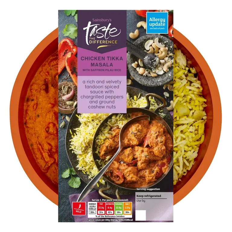 Chicken Tikka Masala with Pilau Rice, Taste the Difference Ready Meal for 1 400g