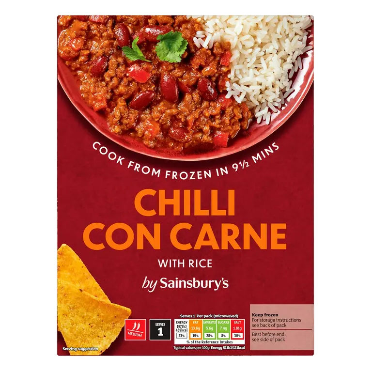Chilli Con Carne & White Rice Ready Meal For 1 400g