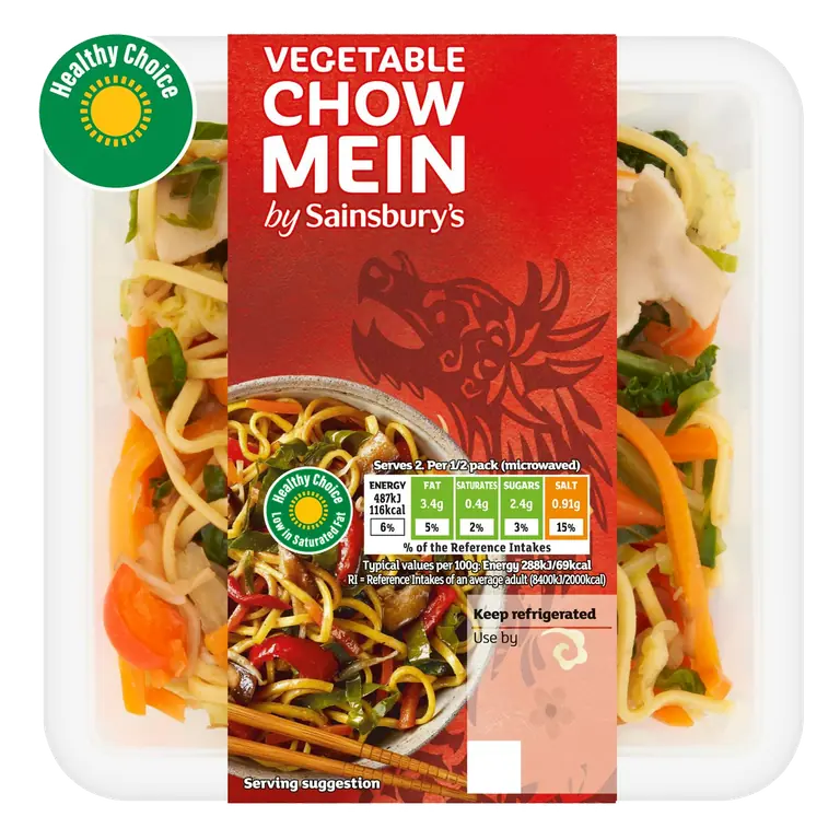 Chinese Vegetable Chow Mein Ready Meal Side For 2 350g