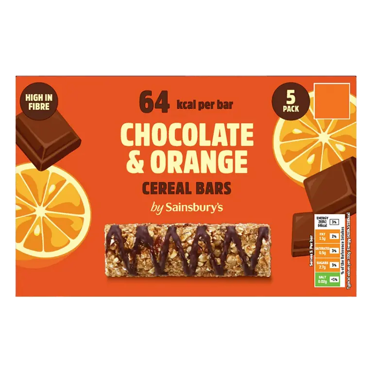 Chocolate & Orange Cereal Bars x5 95g