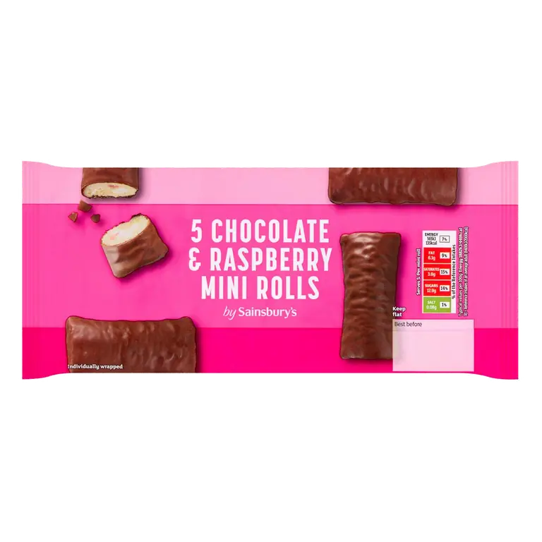 Chocolate & Raspberry Mini Rolls x5