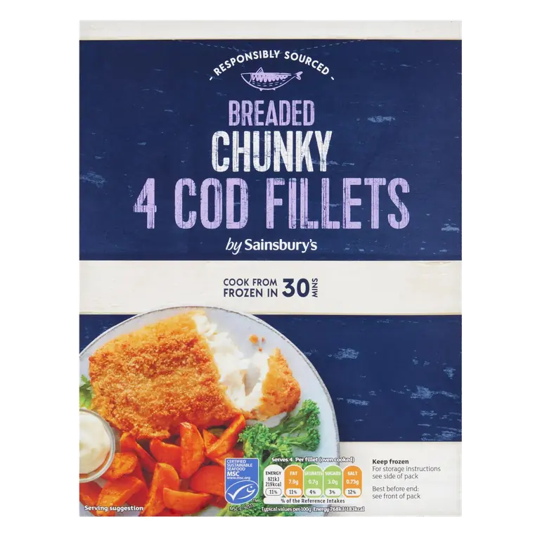 Chunky Breaded Cod x4 500g