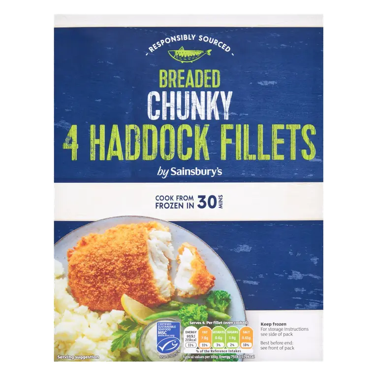 Chunky Breaded Haddock x4 500g