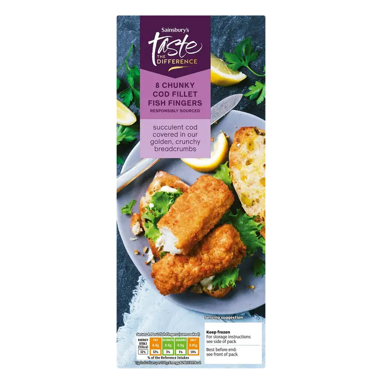 Chunky Cod Fish Fingers, Taste the Difference x8 480g