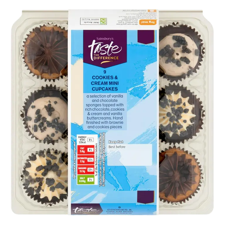 Cookies & Cream Mini Cupcakes, Taste the Difference x9 214g