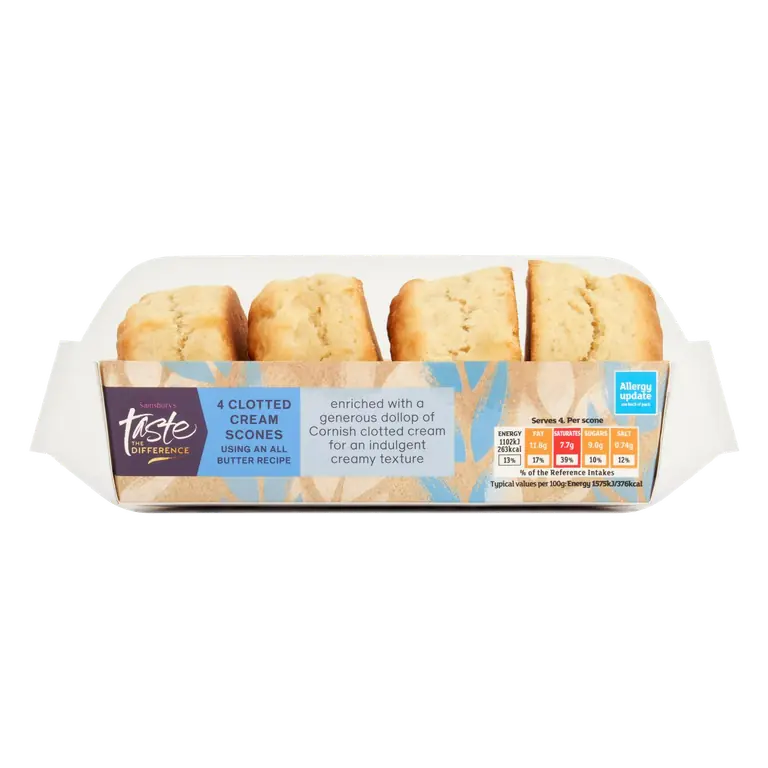 Cornish Clotted Cream Scones, Taste the Difference x4