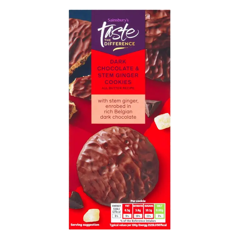 Dark Chocolate & Ginger Cookies, Taste the Difference 200g