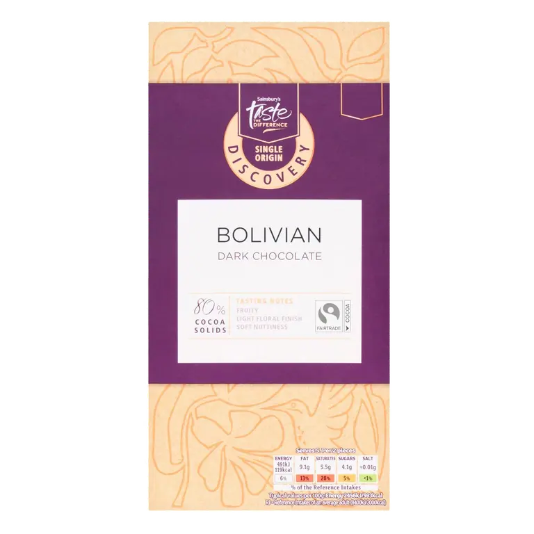 Discovery 100g Bolivian Dark Chocolate Bar, Taste The Difference