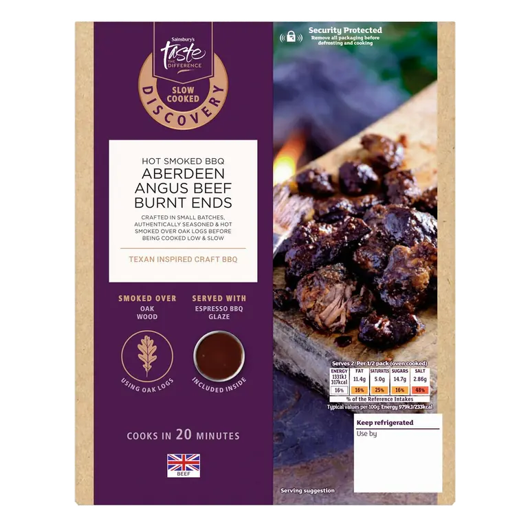 Discovery 320g Slow Cooked Hot Smoked BBQ Aberdeen Angus Beef Burnt Ends, Taste the Difference