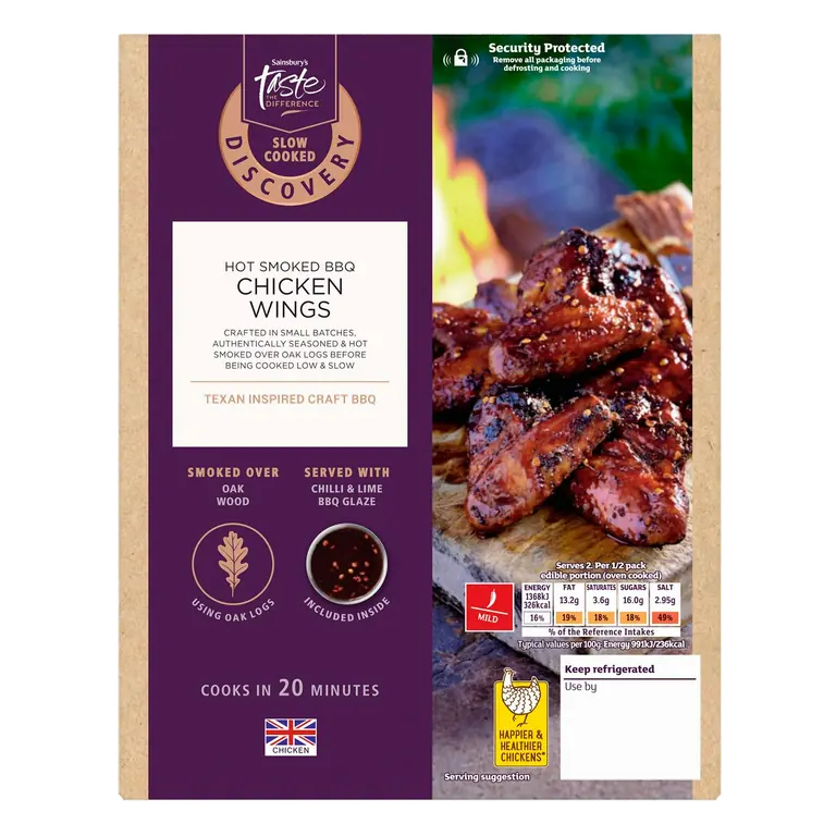 Discovery 380g Hot Smoked BBQ Chicken Wings, Taste the Difference