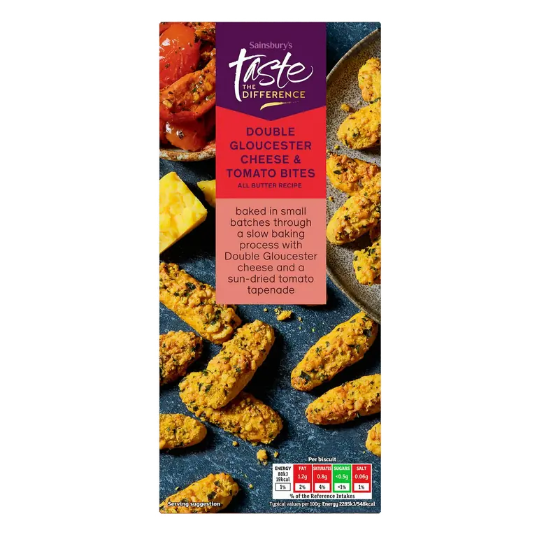 Double Gloucester Cheese & Tomato Mini Bites, Taste the Difference 100g