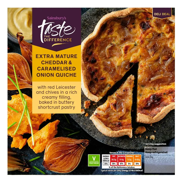 Extra Mature Cheddar & Caramelised Onion Quiche, Taste the Difference 400g