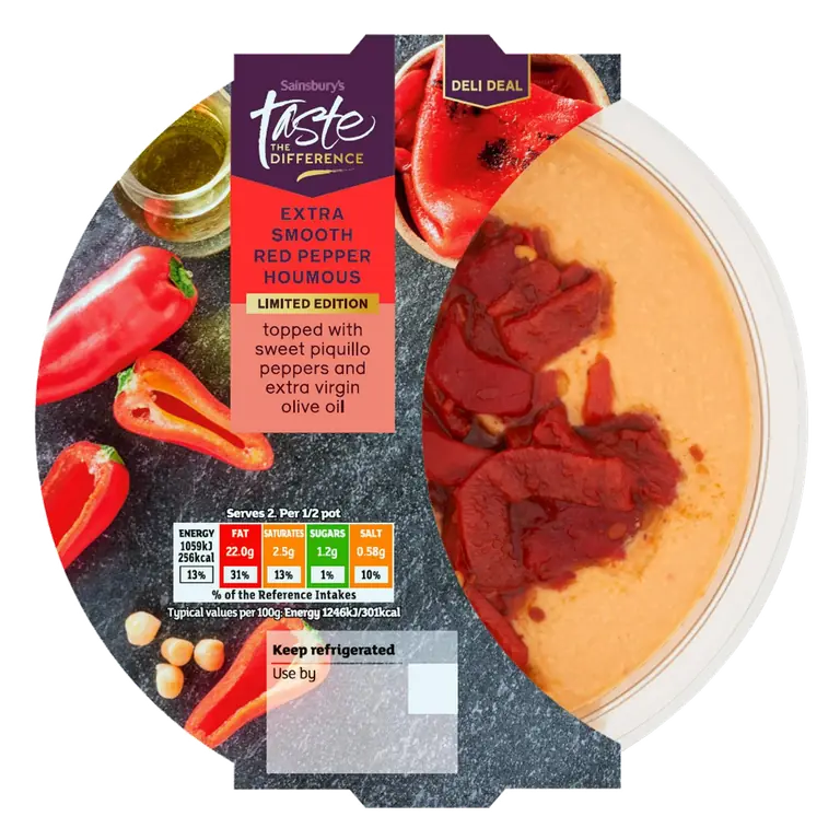 Extra Smooth Red Pepper Houmous, Summer Edition, Taste the Difference 170g