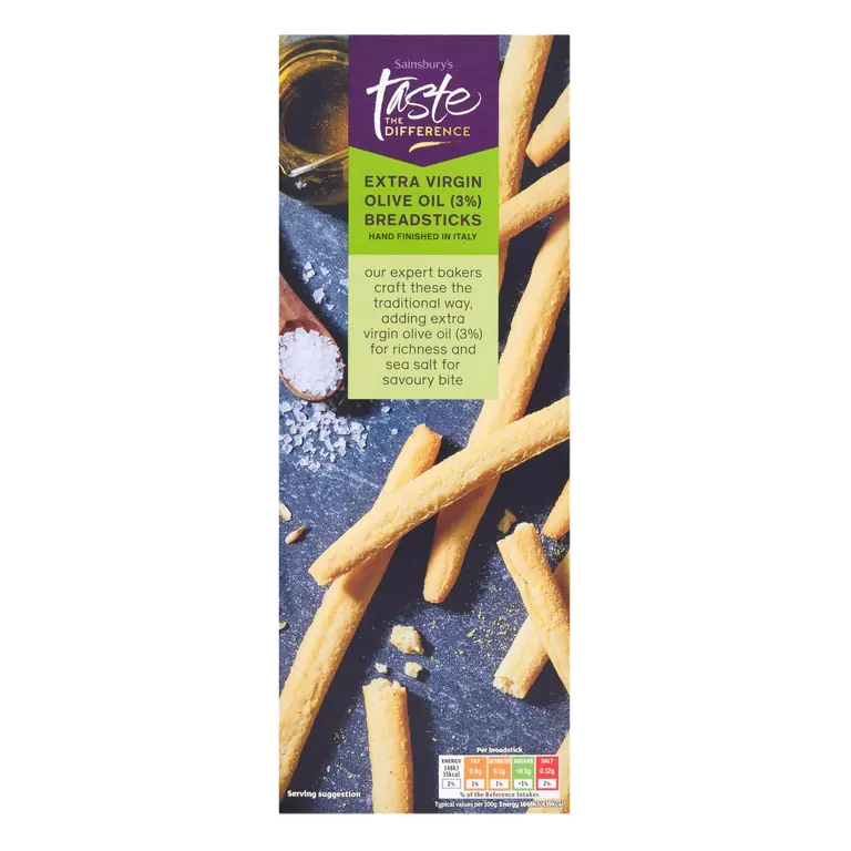 Extra Virgin Olive Oil 3% Breadsticks, Taste the Difference 130g