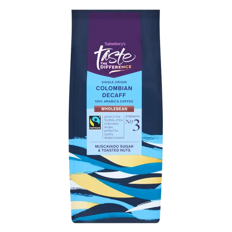 Fairtrade Colombian Decaff 100% Arabica Wholebean Coffee, Taste the Difference 227g