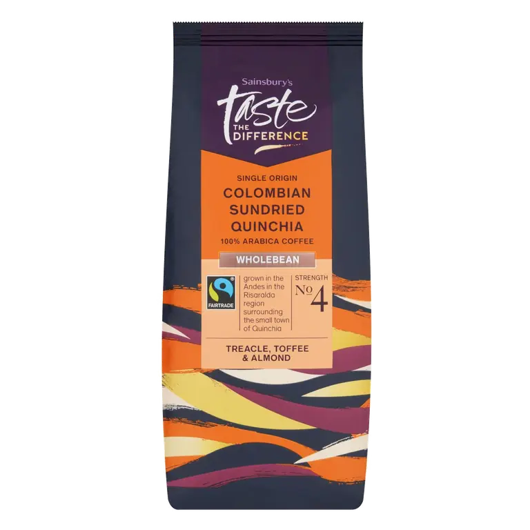 Fairtrade Colombian Sundried Quinchia Whole Beans, Taste the Difference 227g