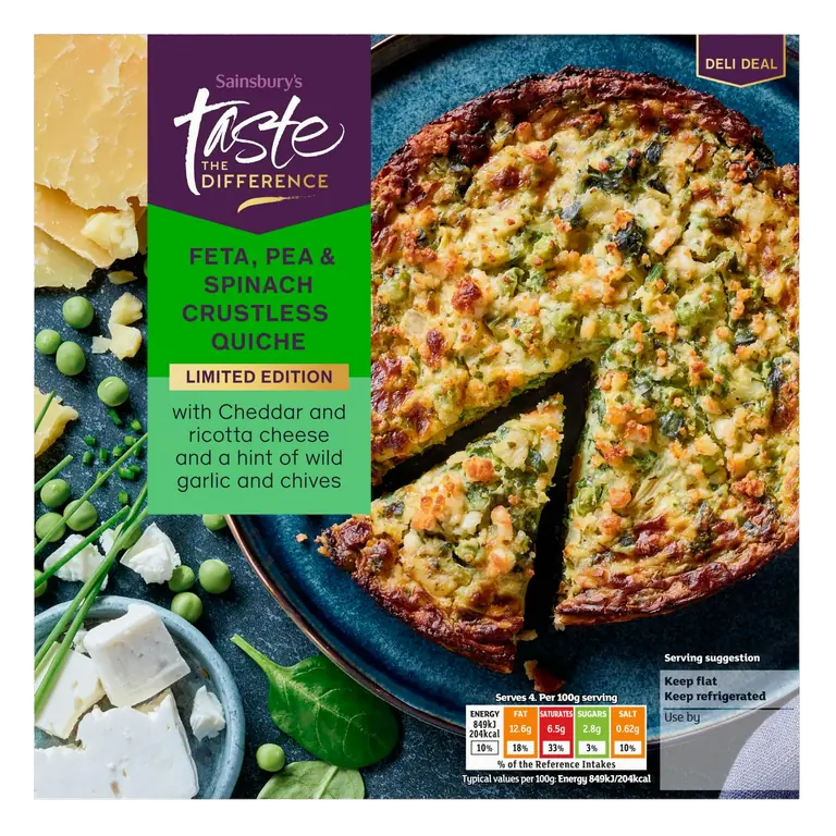 Feta, Pea & Spinach Crustless Quiche, Limited Edition, Taste the Difference 400g