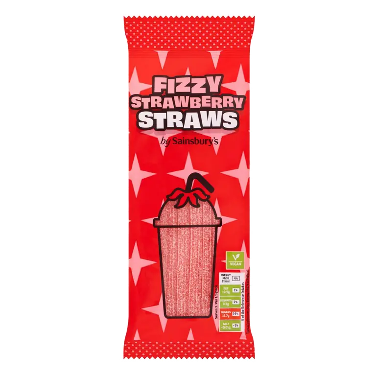 Fizzy Strawberry Straws Sweets 70g