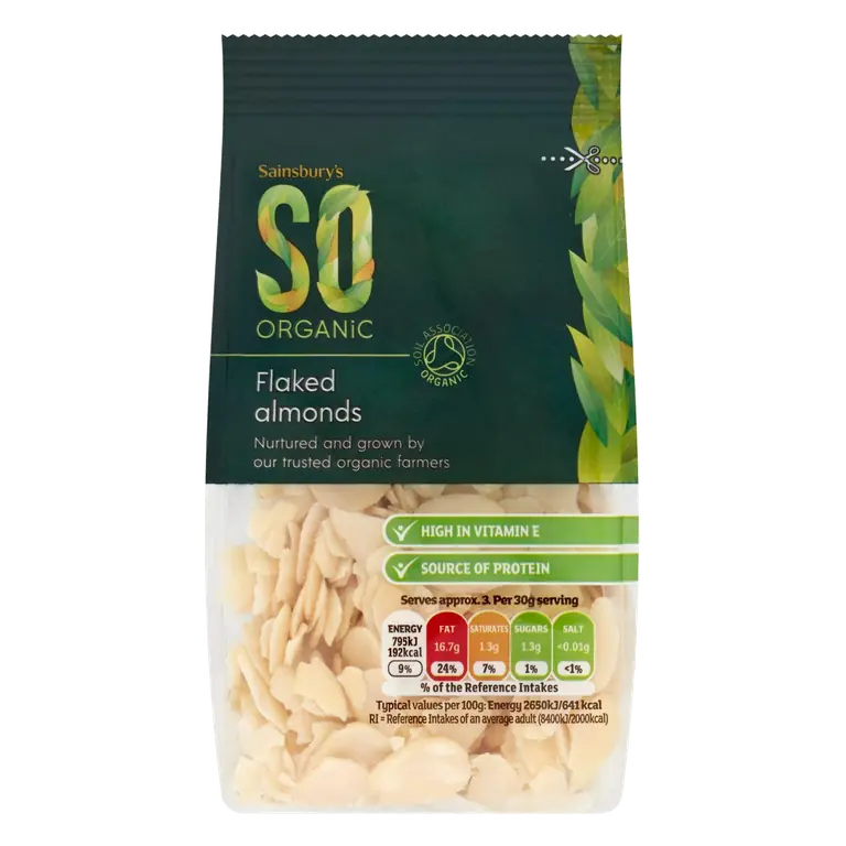 Flaked Almonds, SO Organic 100g