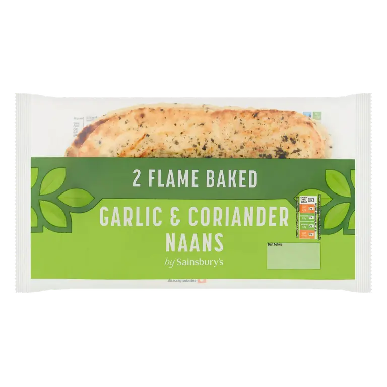 Flame Baked Garlic & Coriander Naans x2 260g