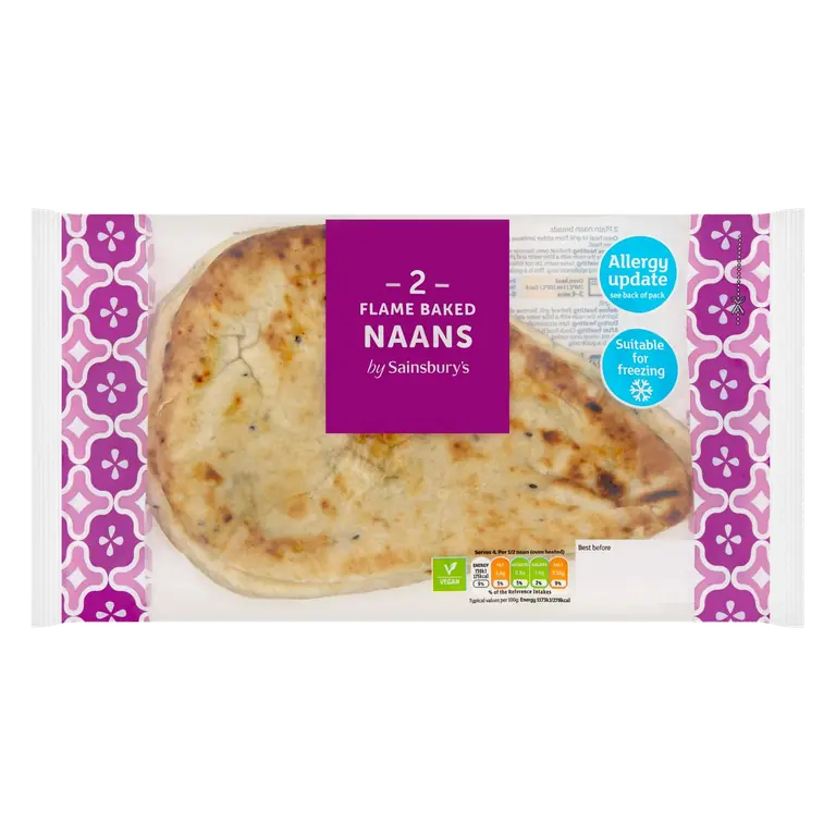 Flamebaked Plain Naans x2 260g