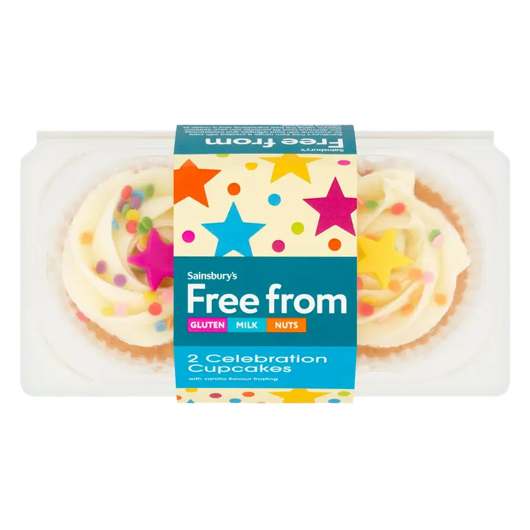 Free From 2 Celebration Cupcakes with Vanilla Flavour Frosting