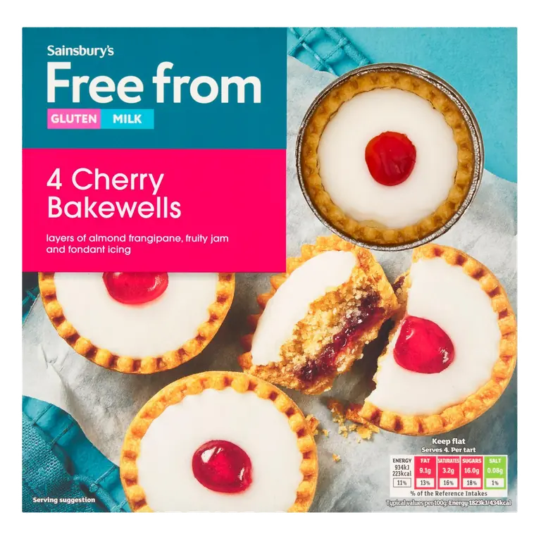 Free From Cherry Bakewell Tarts x4