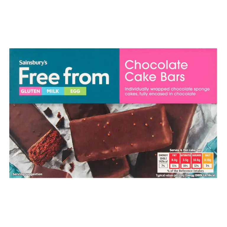 Free From Chocolate Cake Bars x4