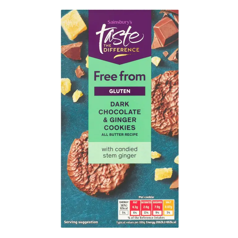 Free From Stem Ginger & Dark Chocolate Cookies, Taste the Difference 150g