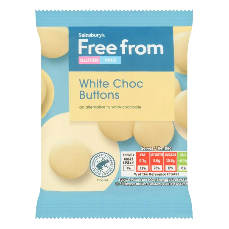 Free From White Chocolate Buttons 25g