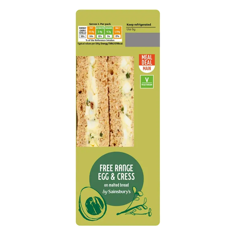 Free Range Egg & Cress on Malted Bread Sandwich