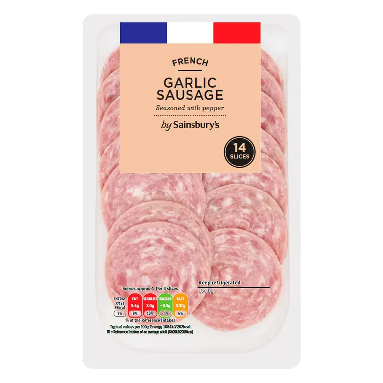 French Garlic Sausage Slices x14 100g