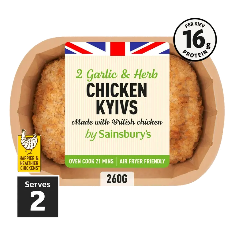 Fresh British Chicken Breaded Kyiv With garlic & Herb Butter x2 260g