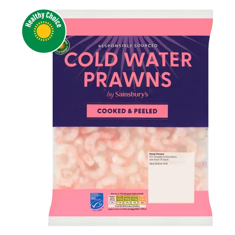 Frozen Cooked & Peeled Cold Water Prawns MSC 250g