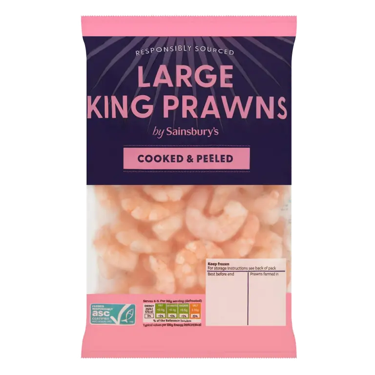 Frozen Cooked & Peeled Large King Prawns ASC 400g