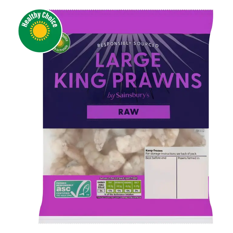 Frozen Large Raw Peeled King Prawns ASC 180g
